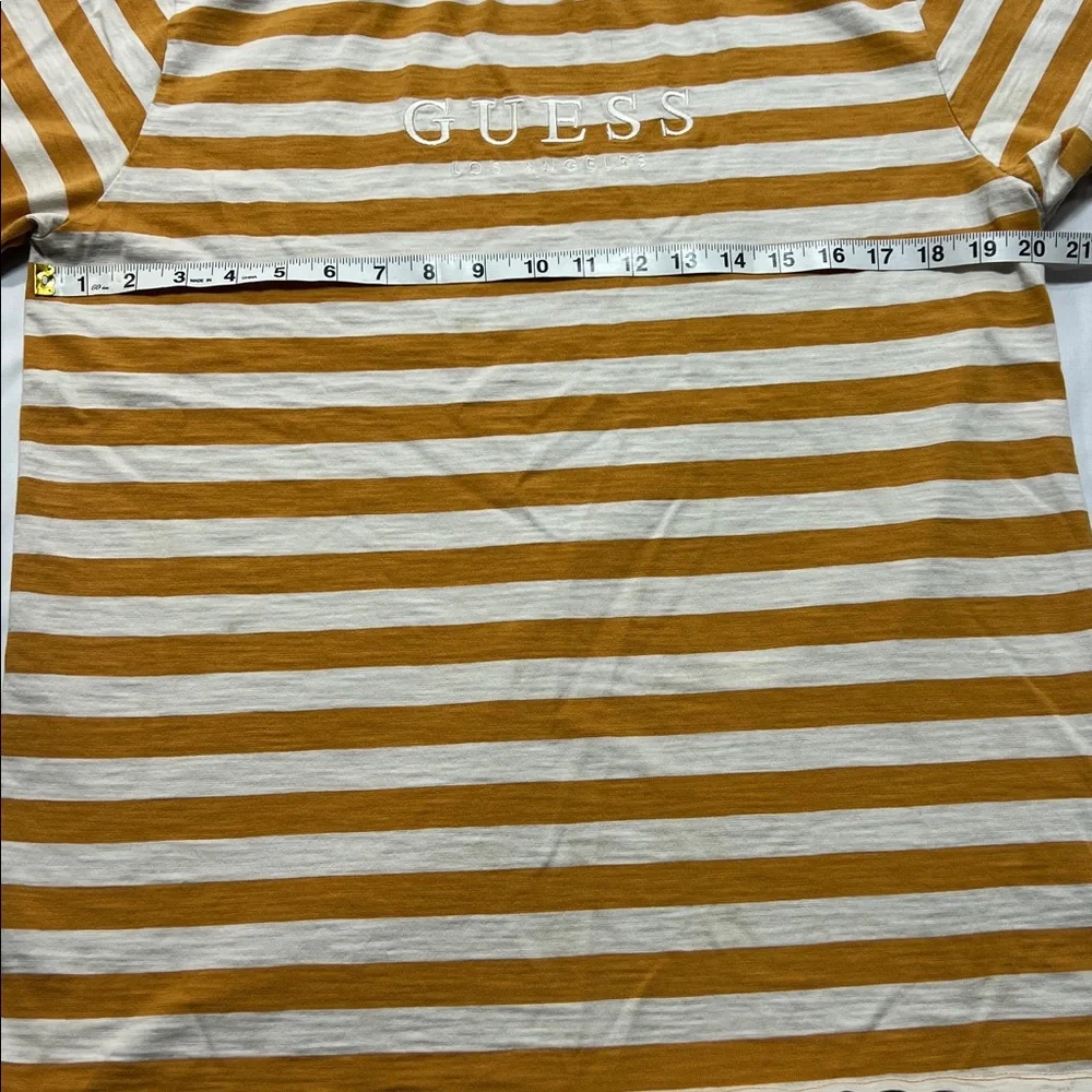 Vintage guess tee size Medium yellow white block stripes - Picture 3 of 6